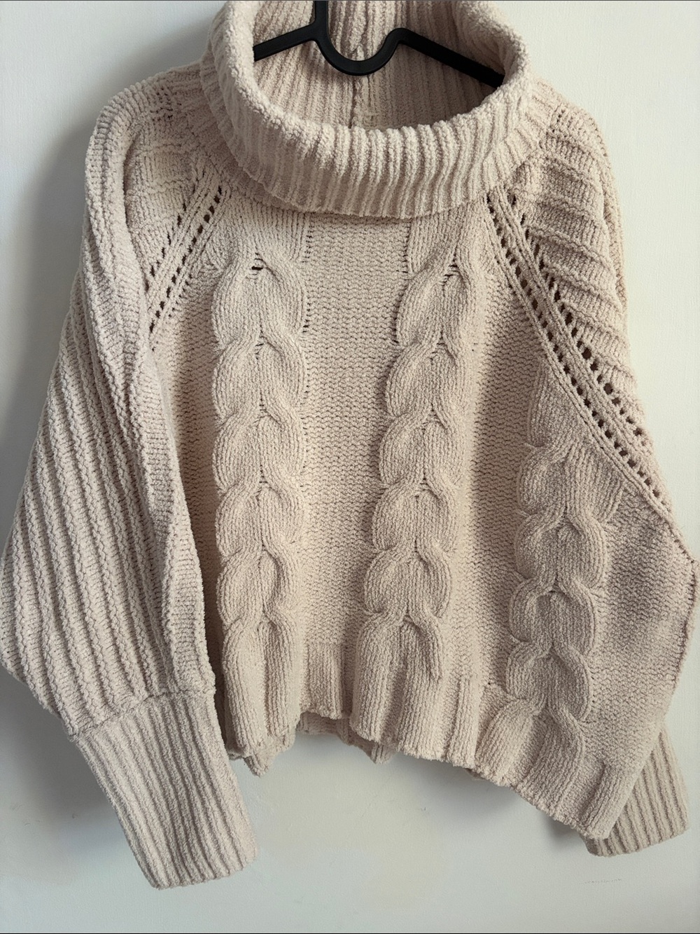 moon & madison Beige Cable Knit Turtleneck Sweater